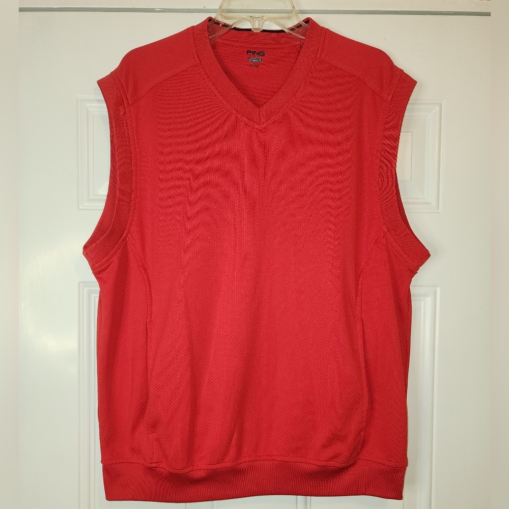 PING Mens Golfer/Muscle Pullover Vneck Vest Front Pockets